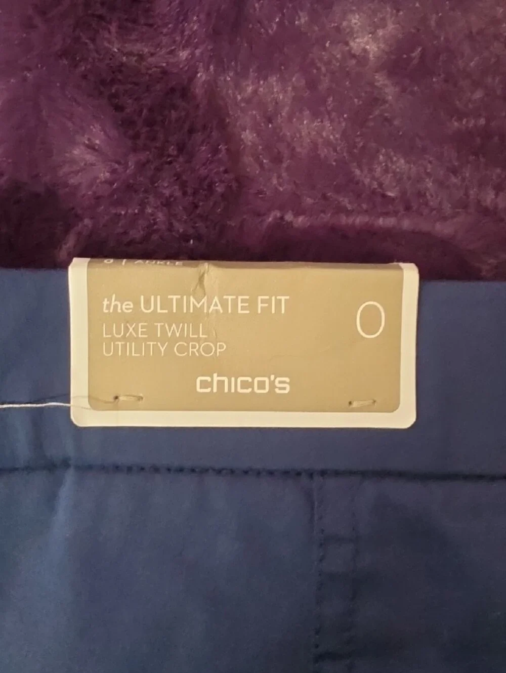 Chico's Navy Luxe Twill Utility Cropped Ankle Pants Sz 0(4-6)